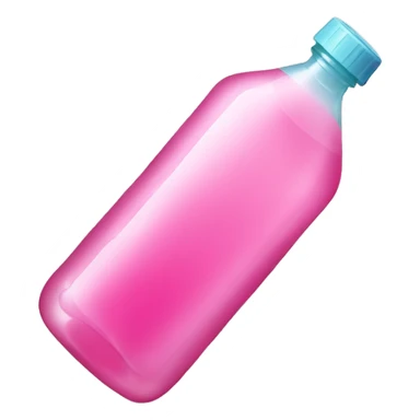 plastic bottle with crystaline pink liquid sticker