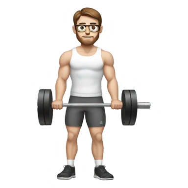 white nerd guy with brown hair doing weight training sticker