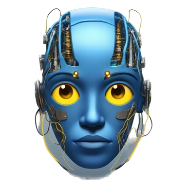 Blue cyborg with yellow eyes wires and circuits  sticker