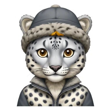 снежный барс - символ Кыргызстана.  я хочу получить картину как снежный барс выглядит как человек и он одет на головной убор калпак ка на картинке а также на чепкен (куртка) и смотрел прямо. с прозрачным фоном sticker