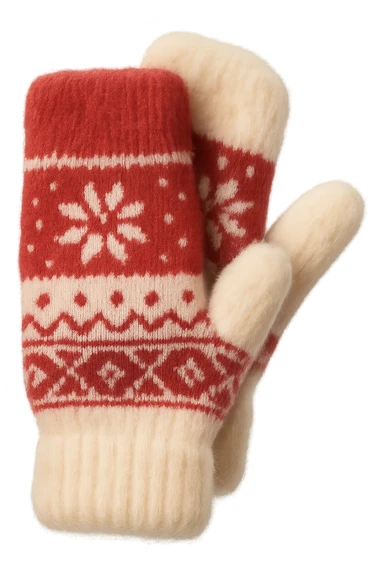 christmas wool mittens, soft and fluffy ,remove background sticker