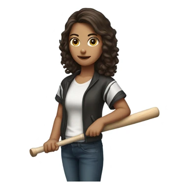 Brunette girl with baseball bat sticker