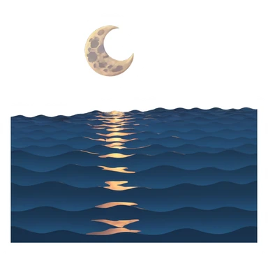 moon reflecting on the sea, style 4, 3d emoji style moonlight reflection on sea sticker
