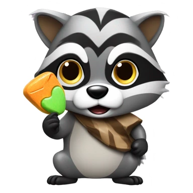 racoon stealing candy sticker