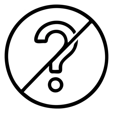 icon for 'Prefer not to answer', circle with a line through a question mark, clean and clear design sticker