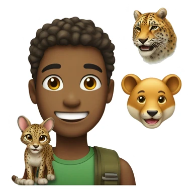 boy smiling with wild animal sticker