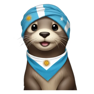 otter with a bandana of the flag of Argentina sticker