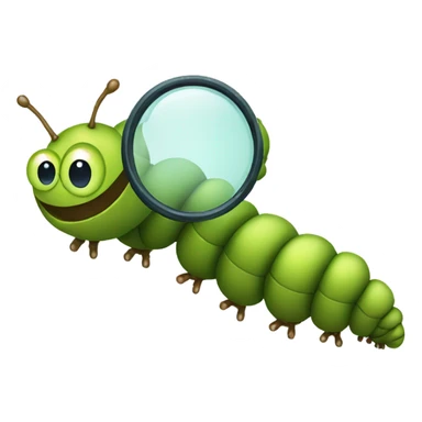 caterpillar with magnifying glass sticker