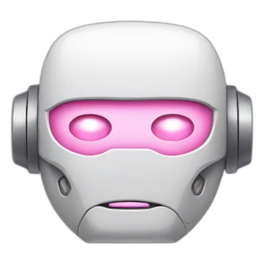 pink and white robot face sticker sticker