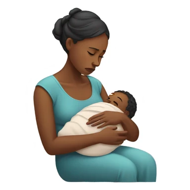 sad mother with newborn sticker