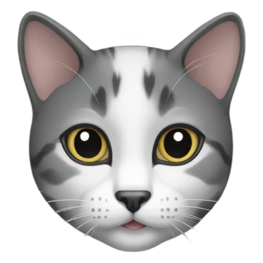 Black grey and white cat  sticker