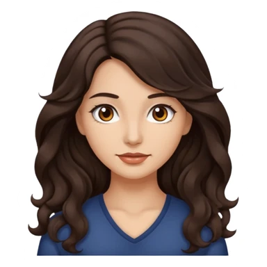 mujer pelo ondulado largo color marron oscuro, ojos marrones oscuros sticker