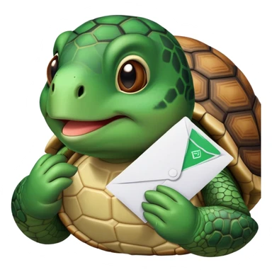 A turtle with a letter in its teeth sticker