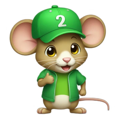 mouse with a green cap and green tshirt giving thumbs up sticker