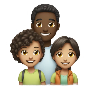 playful kids in a parody African American guy brunette girl sticker