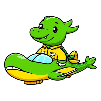 A cute crocodile pilot flying an airplane sticker