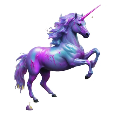 .Zombie_ Vaporwave black holographic oilslick zombie unicorn yellow caution tape graffiti Pegasus  sticker