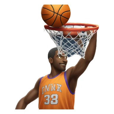 basketball  player dunking ball into in basketball net sticker