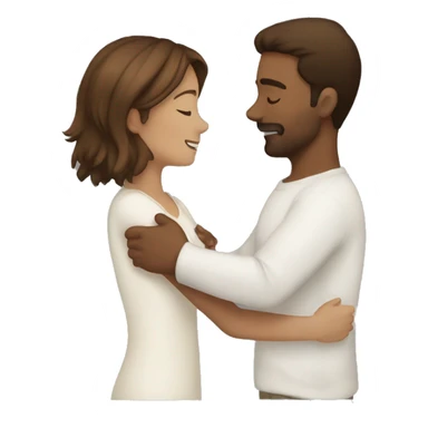 Hug white her and him Brown hair  sticker