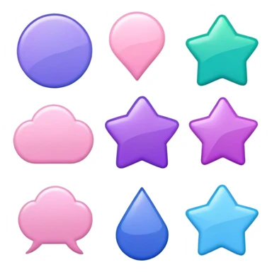 Set of light pink, purple, blue and green paper stickers sticker