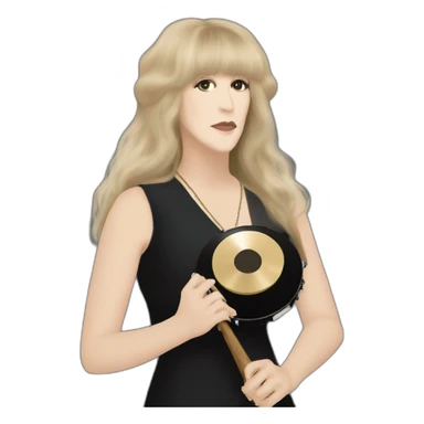 Stevie nicks in black holding a tambourine sticker