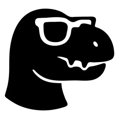 solid black icon of a dinosaur with sunglasses sticker