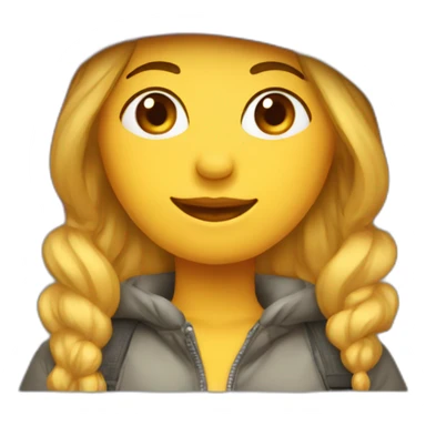 Femme en doudoune et bonnet sticker