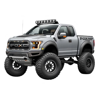Gray Ford F-150 Raptor with Fox Shocks 3.0 Race Series Front & Rear sticker