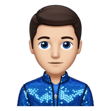 Joseph, father of Jesus from The Bible with dark brown hair, blue sequin outfit sticker