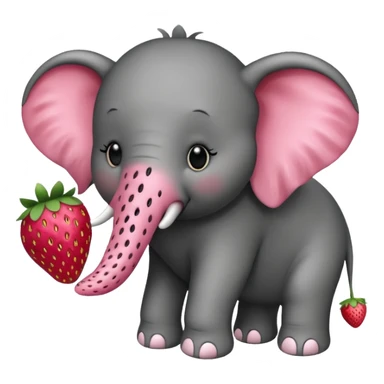 Make a  black and white strawberry elephant sticker