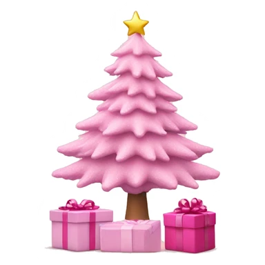 Pastel pink Christmas tree with pink gift sticker