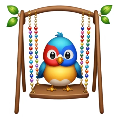 Swing with beads and bells for bird, birds wont sit right sticker