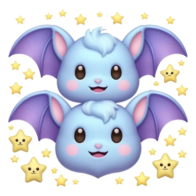 cute pastel bats and stars sticker