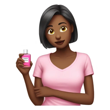 girl is holding a perfume and she in pink T-shirt   sticker