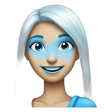 smiling girl with blue skin like smurf sticker