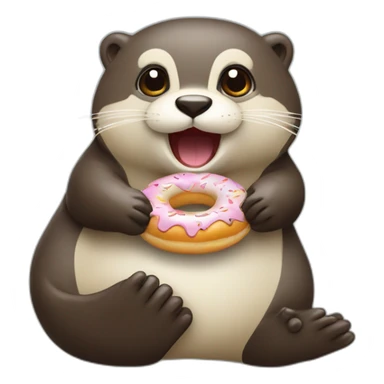 Une loutre qui mange un donut  sticker