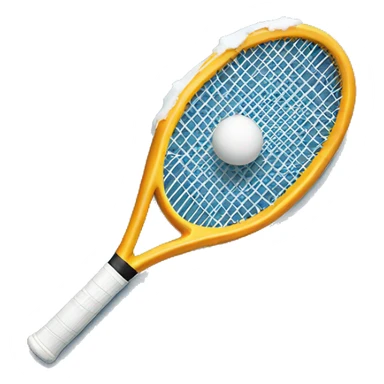 Tennis racket with a snow ball sticker