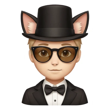 realistic boy with cat ears & sunglasses & a top hat  sticker