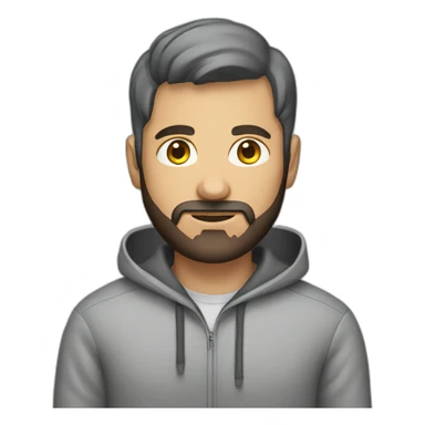 Project manager in a gray hoodie and with a short beard sticker