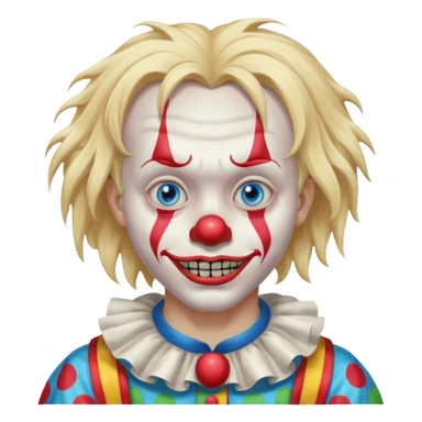 creepy clown boy with messy very long long blonde hair, blue eyes sticker