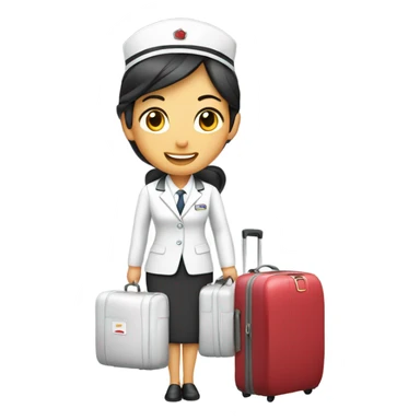 asian FLIGHT ATTENDANT WITH A LUGGAGE sticker