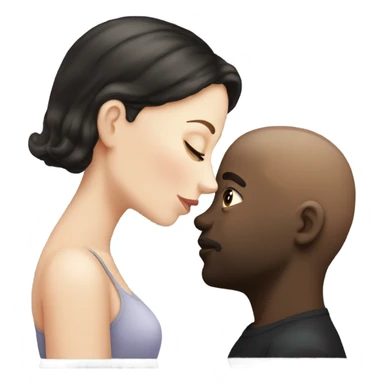 White girl dark hair kissing bald black man sticker
