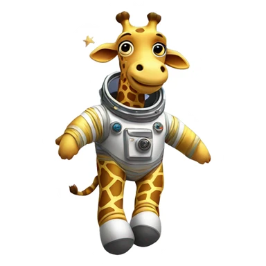 Giraffe in a space suit floating in space with stars around. sticker