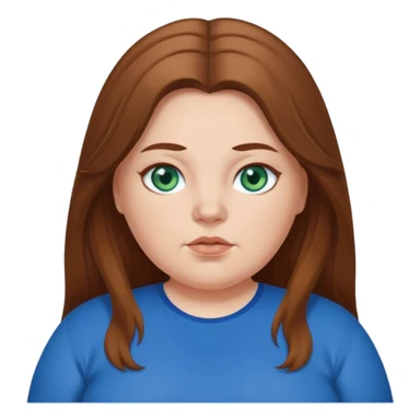 Overweight white girl with blue green eyes. with brown long hair and blue clothes  sticker