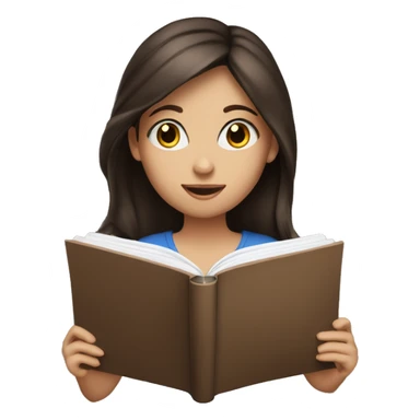 Brunette girl with blue eyes reading book sticker