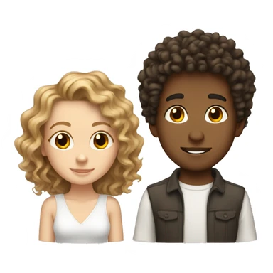 Mixed boy with curly hair falling in love with white girl with medium brown hair sticker