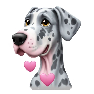 Blue Merle Great Dane with pink hearts  sticker
