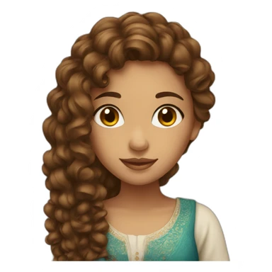 a marocain girl with long brown curly hair sticker