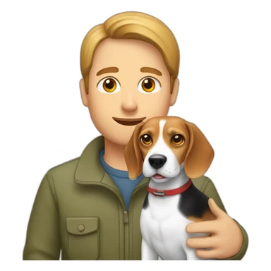 Beagle dog with his owner sticker