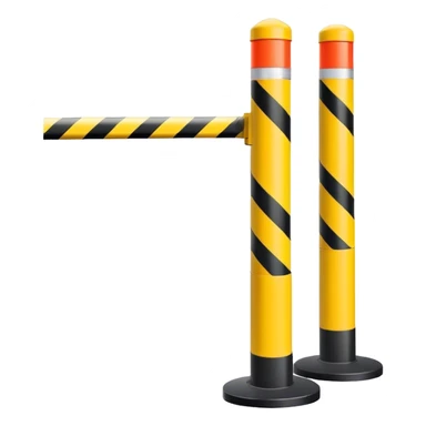 Two reflector-equipped traffic bollards with a caution tape stretched between them, marking a restricted or blocked area sticker